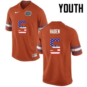 Youth Florida Gators #5 Joe Haden NCAA Nike Orange USA Flag Fashion Authentic Stitched College Football Jersey OFW8462YO